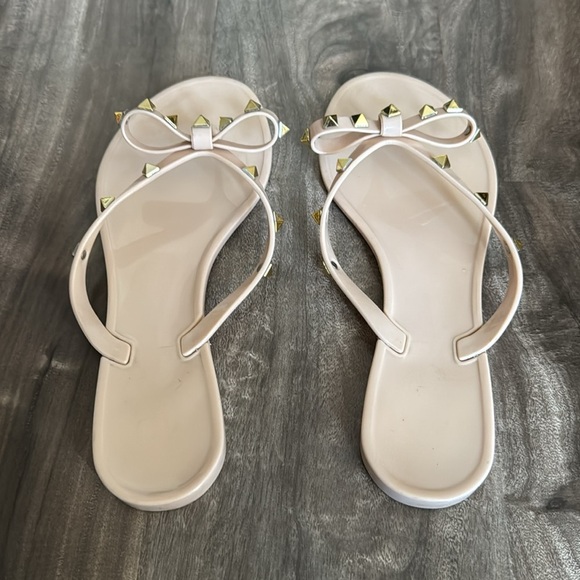 Studded Cream Sandals - Picture 2 of 4